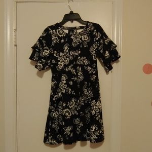 Black and white floral print dress